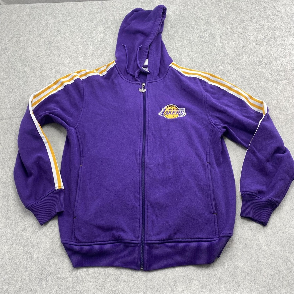 Adidas Los Angeles Lakers Hoodie Sweatshirt Mens Large Purple NBA Full Zip